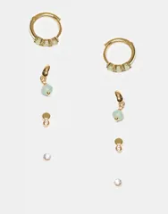 アクセサライズ レディース アクセサリー ピアス・イヤリング Accessorize Z aventurine pebble set of 4 earrings in 14k gold platedのサムネイル