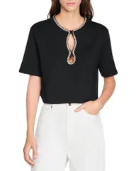 サンドロ レディース トップス Tシャツ クロップド Sandro Cropped Tee Black ブラックのサムネイル