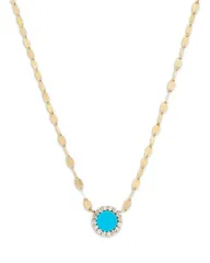 ラナ レディース アクセサリー ネックレス・チョーカー・ペンダントトップ レース LANA Jewelry Turquoise Diamond Halo Pendant Necklace in 14K Yellow Gold ゴールド