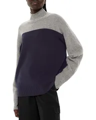 ホイッスルズ レディース アウター ニット・セータートルネック ウール Whistles Wool Color Blocked Turtleneck Sweater NavyMulti ネイビー