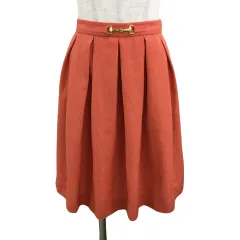 ジャイロホワイト JAYRO white スカート フレア ミニ タック 総柄 M 赤 オレンジ レッド