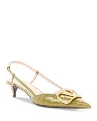 ヴァレンティノ レディース シューズ パンプス ロゴ ヒール Valentino Garavani Womens VLogo Kitten Heel Slingback Pumps Green グリーン