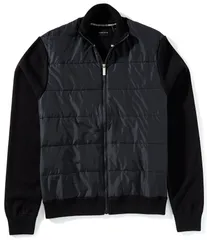 ペリーエリス メンズ アウター ジャケット・ブルゾン キルティング ジャケット Perry Ellis Quilted FullZip Jacket Black ブラックのサムネイル