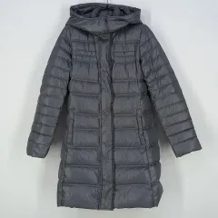 リスト レディース 隠しボタンダウン ライト ダウン フードダウン グレー (HU18987)