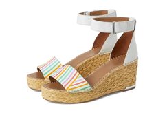 フランコサルト レディース シューズ ヒール サンダル Franco Sarto Clemens Raffia Espadrille Wedge Heel Sandals White Rainbow