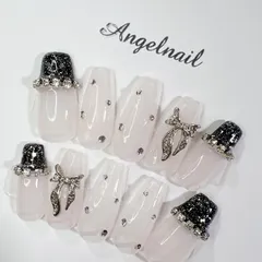 ネイルチップ　フレンチガーリー　オーダーネイル　ちゅるん　量産型　地雷　韓国　スナ系