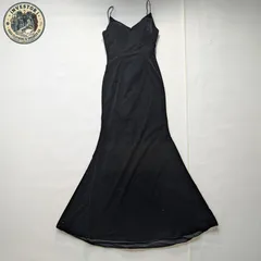 【美品】DRESSWOW ロングドレス 黒 ベルベット 調 背中編み上げ 1〜2日発送