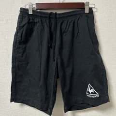 (^w^)b le coq sportif ルコックスポルティフ ショートパンツ ハーフパンツ ウエストゴム ドローコード タウンユース ショート丈 アウトドア リラックス カジュアル コットン100% 黒 ブラック メンズ サイズ M OM11288HGのサムネイル