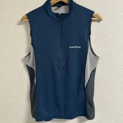 (^w^)b montbell モンベル ベスト トレイルランニング スタンドカラー ハーフジップ ノースリーブ メッシュ素材 サイクリング アウトドア ポリエステル100% ネイビー 紺 グレー 灰色 チャコール メンズ サイズ M OM11335HGのサムネイル
