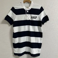 ビックサイズ！XXLサイズ (^w^)b Abercrombie&Fitch アバクロンビー Tシャツ ポロシャツ ヘンリーネック ストライプ カットソー アバクロ コットン100% 白 シロ ホワイト 紺色 ネイビー メンズ OM11336HG