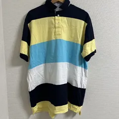 ビックサイズ！XXLサイズ (^w^)b RGW POLOS&RUGBYS ポロシャツ サイドスリット マルチカラー カジュアル アウトドア ストライプ ポロネック 前ボタン ボーダー スポーツ レジャー ネイビー 黄色 水色 白 メンズ OM11350HG