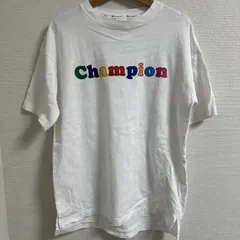 (^w^)b Champion チャンピオン Tシャツ クルーネック ロゴプリント 裾スリット カットソー カジュアル ストリート デイリー カラフル トップス ロゴT 半そで 半袖 コットン100% 白 マルチカラー メンズ サイズ M OM11348HG