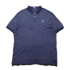 Polo by Ralph Lauren 90年代 ボーダー ポロシャツ XL ネイビー コットン スモールポニー刺繍