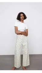 ザラ マリン ストレート フラワー パンツ 34 (ほぼ新品)