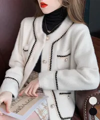 モヘアカーディガン秋冬 ファージャケット