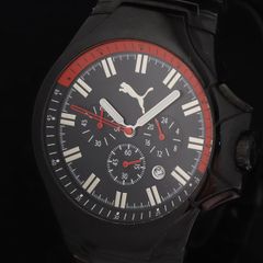 PUMA ブラック レッド クォーツ腕時計 モータースポーツコレクション