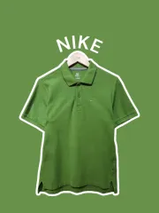 M NIKE ナイキ 刺繍 ロゴ 半袖ポロシャツ グリーン