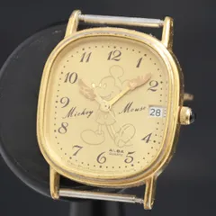 QZ セイコー アルバ ディズニー ミッキーマウス Y558-5000 ゴールド文字盤 デイト レディース腕時計 2000000 NSK KRK