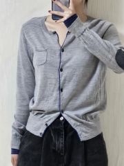 グレー 肘 パッチ カーディガン