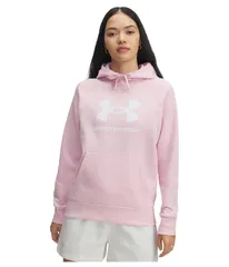 アンダーアーマー レディース アウター パーカー・スウェット ロゴ フリース パーカー Under Armour Rival Fleece Big Logo Hoodie Prime PinkWhite ホワイト