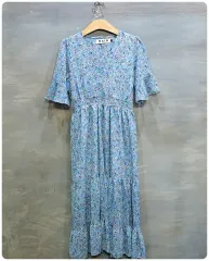 F NAIN Atelier Nain(アトリエナイン) フローラル シフォン 半袖 ラップ ワンピース