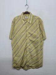 (105) ラコステ 半袖 シャツ 斜めボーダー ストライプ ロゴ シャツ