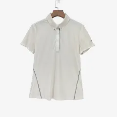 (M) アディダス レディース 白 ポロ 半袖 Tシャツ