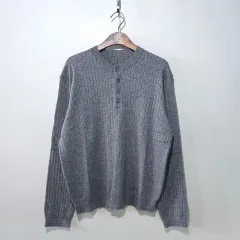 SS新作) カシミアゴージ ヘンリーネック長袖ニット 5color M L