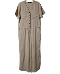 OLIVE des OLIVE(オリーブ デ オリーブ) 20SS リネン 混合使用 半袖 ワイド ジャンプ スーツ