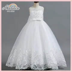 キッズ 女の子 ドレス110 120 130 140 150 160ノースリーブ 結婚式 フォーマル ピアノ発表会コンクール衣装 リボン かわいい レース プリンセス ゴージャス ワンピース8【arc】