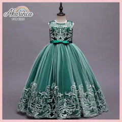 キッズ 女の子 ドレス110 120 130 140 150 160ノースリーブ 結婚式 フォーマル ピアノ発表会コンクール衣装 リボン かわいい レース プリンセス ゴージャス ワンピース12【arc】