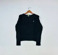 POLO RALPH LAUREN(ポロラルフローレン) ピマコットン レディース ケーブル ニット 黒