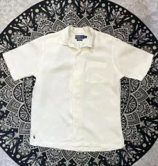 ポロラルフローレン シルク リネン ブレンド オープンカラー シャツ