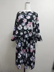 ツーピースのように フラワー ワンピース ミディ丈 新品 77 まで