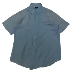 ポロ ラルフローレン スカイブルー リネン半袖 シャツ L