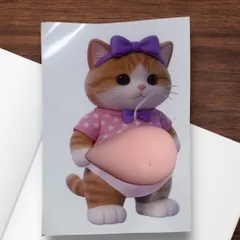 2枚セット おなかシール お腹シール 猫 ネコ ねこ ステッカー ぷにぷに ぷっくり