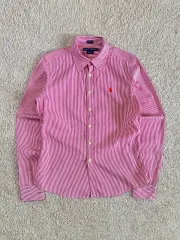 レディース 8SIZE ポロ Ralph Lauren(ラルフローレン) POLO レッドポニー ストライプ シャツ ピンク