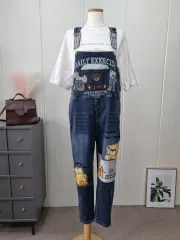 刺繡 オーバーオール デニム パンツ