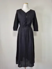 ヴィンテージ 森ガール 黒 ロング ワンピース