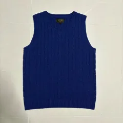 正規品 BEAMS(ビームス) 日本 ケーブル ウール ニット セーター ベスト 青