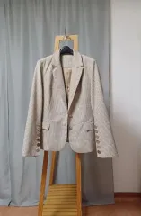 茶色 チェック ジャケット S (宅配便)