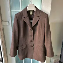 ヴィンテージ SIMOLA 茶色 ダブルカラー Vネック ジャケット ー