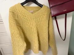新品 GUO GUO アンゴラブレンド 高品質素材 イエロー ケーブル レディースニット