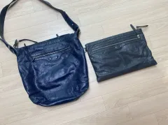 BALENCIAGA(バレンシアガ) ネイビー ブルー クロスバッグ グレー ポーチ/ Free