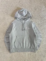 M ストアエディション) Champion(チャンピオン) リバースウィーブ CHAMPION スモールロゴ フード付きTシャツ グレー