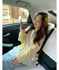 withyoon バウダー ルーズフィット カーディガン ソフトイェロー (ウール60%)