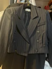 ストライプ クロップド ジャケット