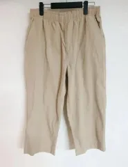 メンズ フルウエストバンド コーデュロイ ワイド クロップド パンツ -ベージュ （ 31 ー 36 インチ)