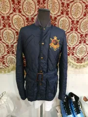 ポロ ラルフローレン 刺繍 ロゴ ベルト付き キルティングジャケット レディース