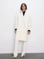 タグ付き 新品 ZARA(ザラ) ダブルブレスト テクスチャー オーバーサイズ コート XS サイズ